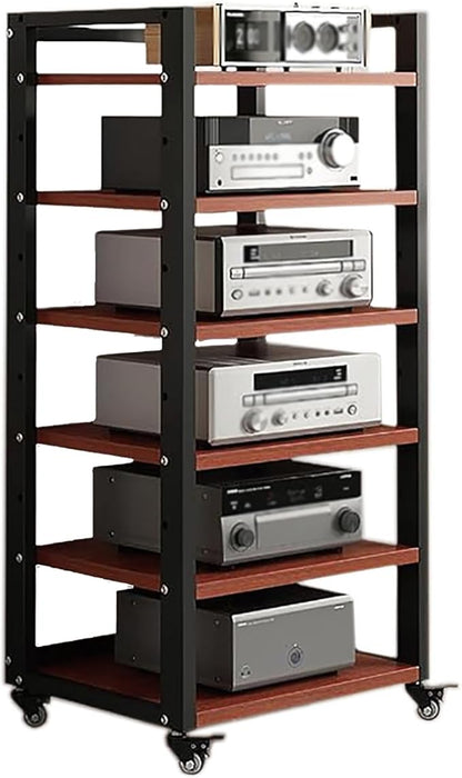 Dernoing 6 Tier Audio Rack Tower, CD Record Player Stereo Receiver AV Equipment - Image 8