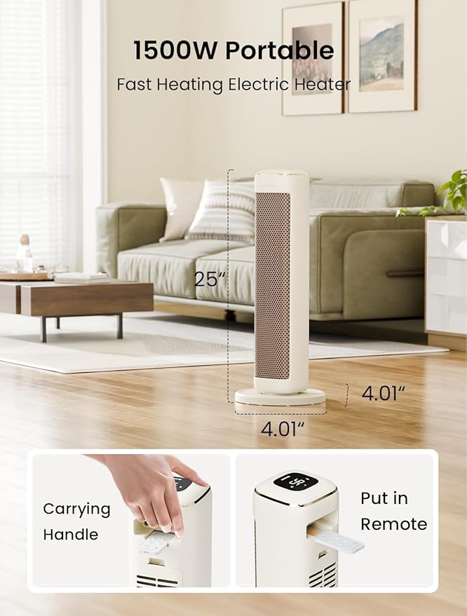 25" Space Heaters For Indoor Use Large Room, Electric Heaters For Indoor Use - Image 5