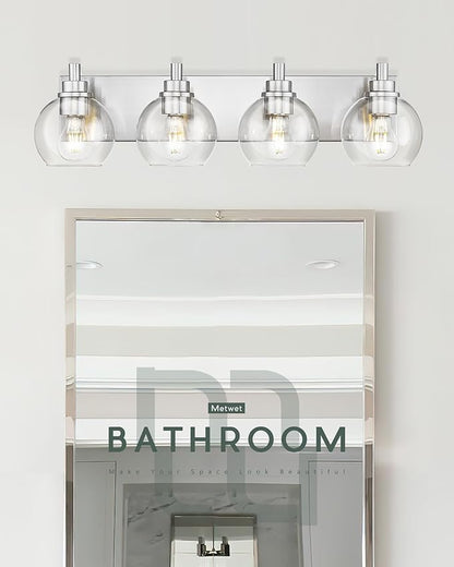 METWET Bathroom Light Fixtures, 4 Light Brushed Nickel Vanity Light, 26 Inch - Image 7