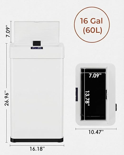 TLSUNNY 16 Gallon Motion Sensor Trash Can, Touchless Automatic Garbage Can - Image 2