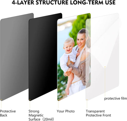Magicfly Magnetic Photo Frame, Pack of 30, Fits 4 X 6 Inch Photos | Magnetic Picture Frame with Clear Photo Pocket for Refrigerator, Fridge, Office Cabinet, Black