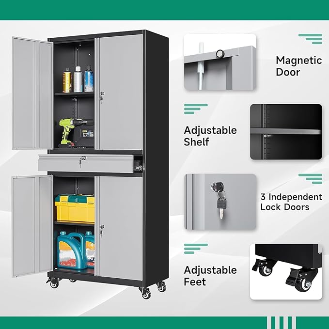 Letaya Metal Garage Storage Cabinet - Image 4