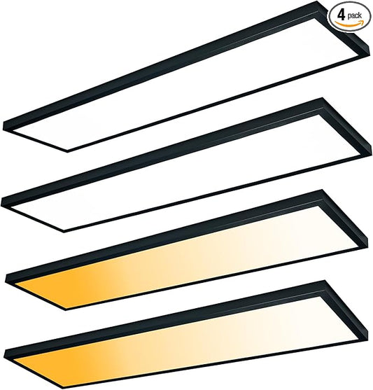 Mcacggo Black 1x4 LED Flat Panel Light Flush Mount 4-Pack, 3000K/4000K/5000K by Mcacggo