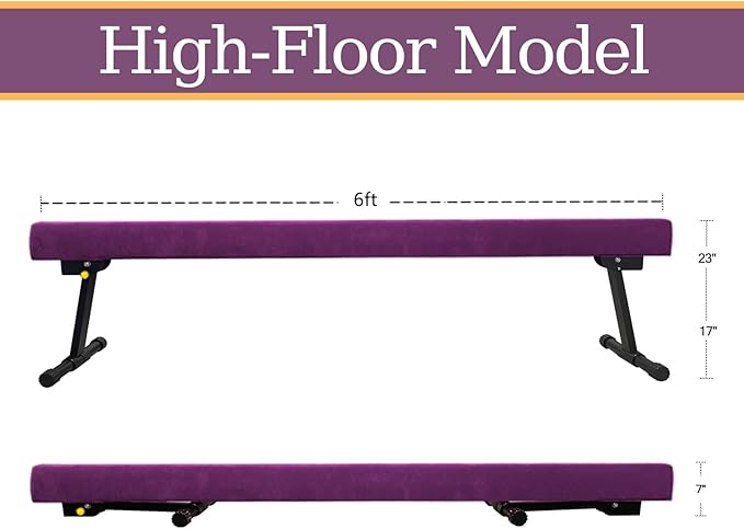 Adjustable&Foldable Gymnastics Balance Beam, 6FT/8ft High-Low Level Floor - Image 3