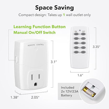 BN-LINK Mini Wireless Remote Control Outlet Switch Power Plug in - Image 6