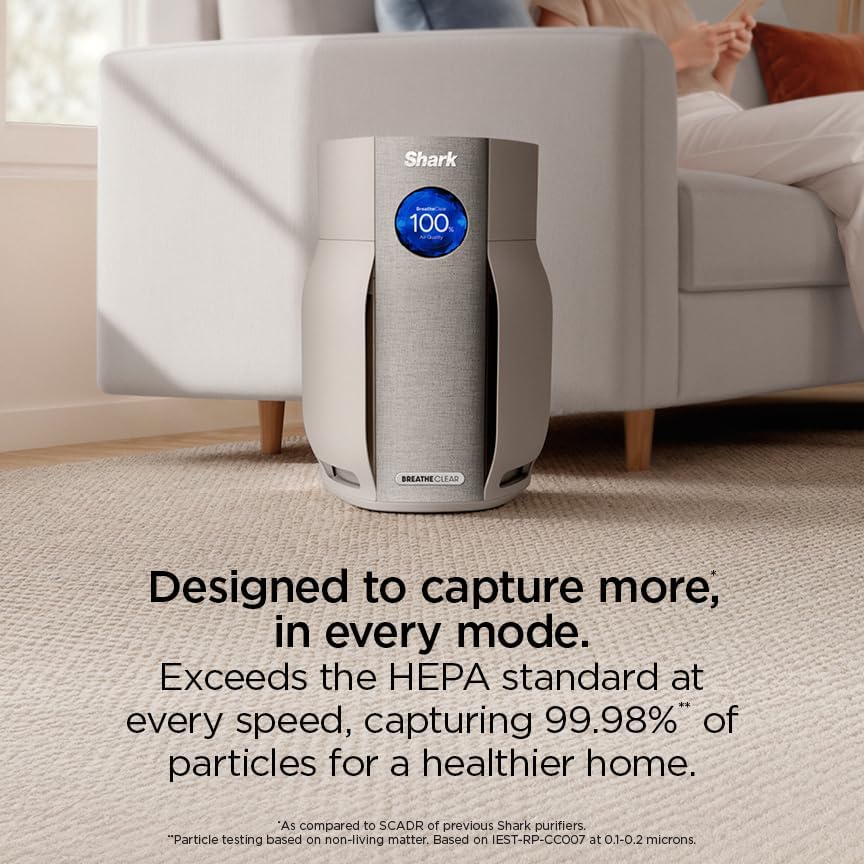shark breatheclear smart air purifier, hp162, dove, view 9