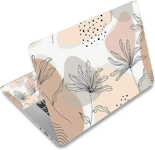 Laptop Skin Sticker Decal, Decorative Waterproof Removable, Morandi Leaves by ToLuLu