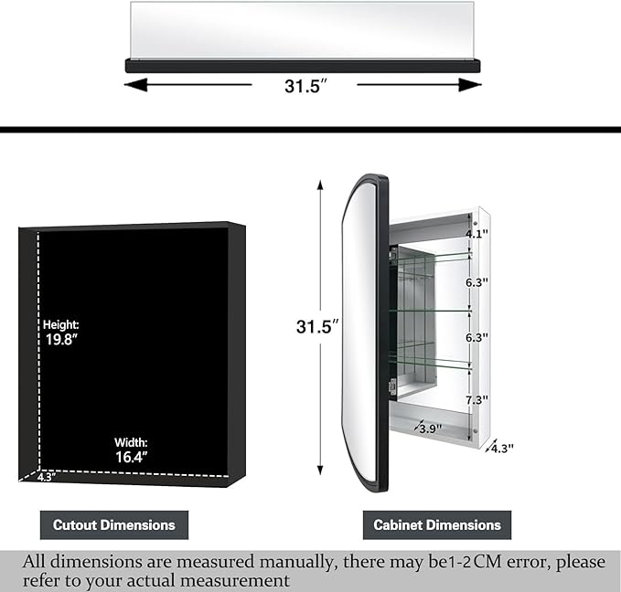 Arched 16" W x 26" H Aluminum Single-Door Bathroom Medicine Cabinet - Image 3