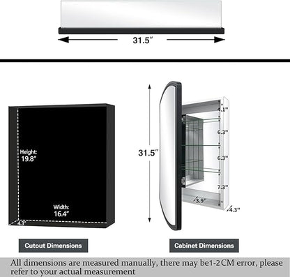 Arched 16" W x 26" H Aluminum Single-Door Bathroom Medicine Cabinet - Image 3