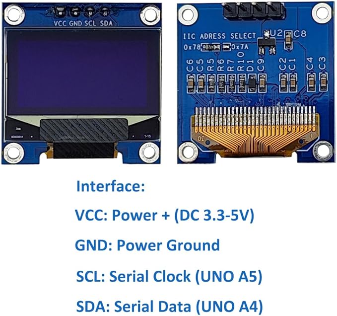 Haldzemo 0.96" OLED Display Module I2C IIC Serial 128X64 SSD1306 LCD Screen VCC - Image 2