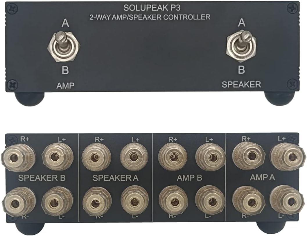 SOLUPEAK P3 2-Way AMP Amplifier to 2 Pair of Speakers Selector Switch Switcher - Image 2