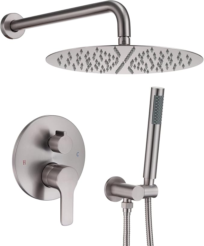 Iriber Brushed Nickel Shower System Wall Mounted Shower Faucet Mixer Set by Iriber