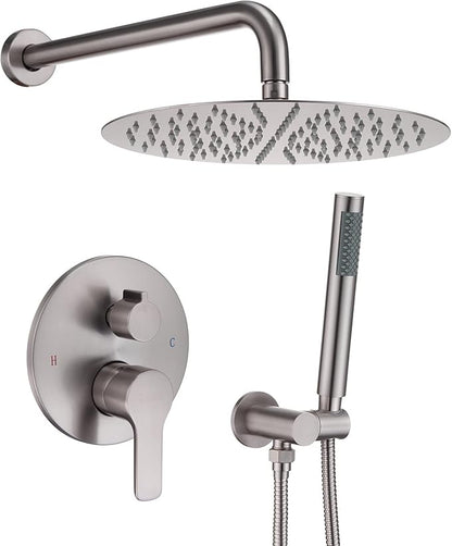 Iriber Brushed Nickel Shower System Wall Mounted Shower Faucet Mixer Set by Iriber