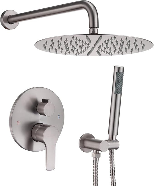 Iriber Brushed Nickel Shower System Wall Mounted Shower Faucet Mixer Set by Iriber