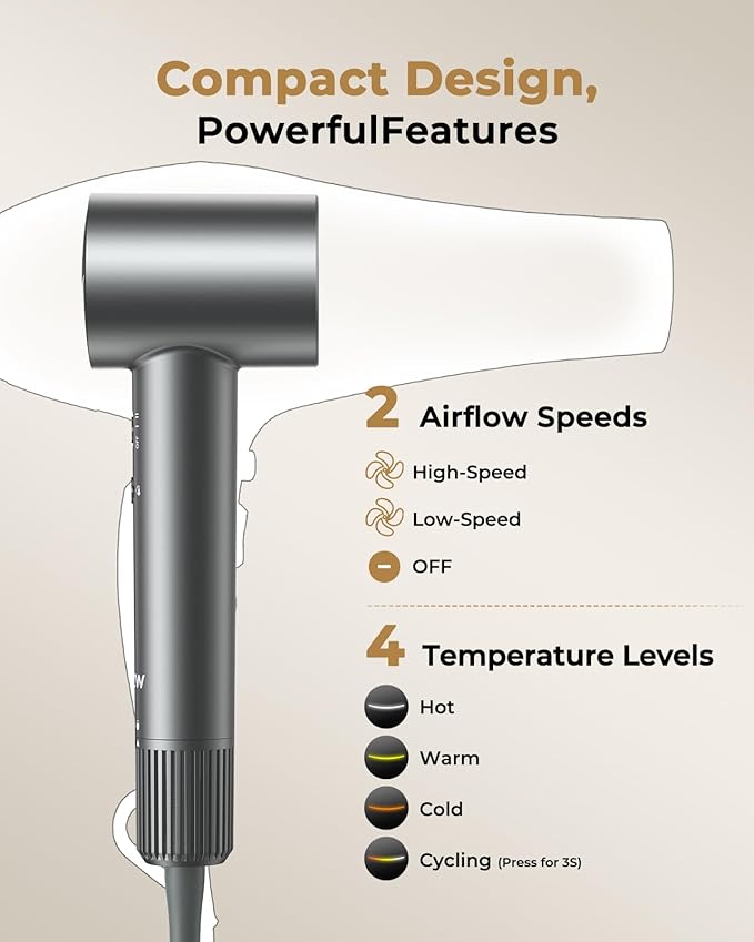Hair Dryer, High-Speed Ionic Quiet Blow Dryer - Image 5