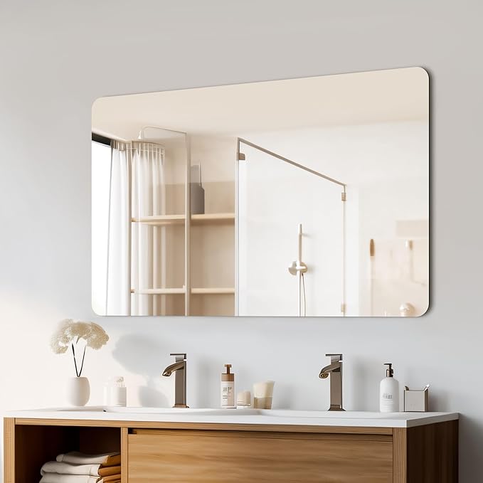 Mirrorons 40 x 30 Bathroom Mirror, Rounded Corner Frameless Mirror, Modern - Image 2