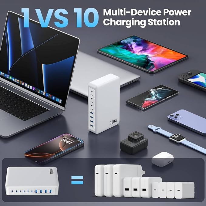 USB C Charger 700W USB C Charger Block, Upgraded GaN V 10-Port Fast Charging - Image 3