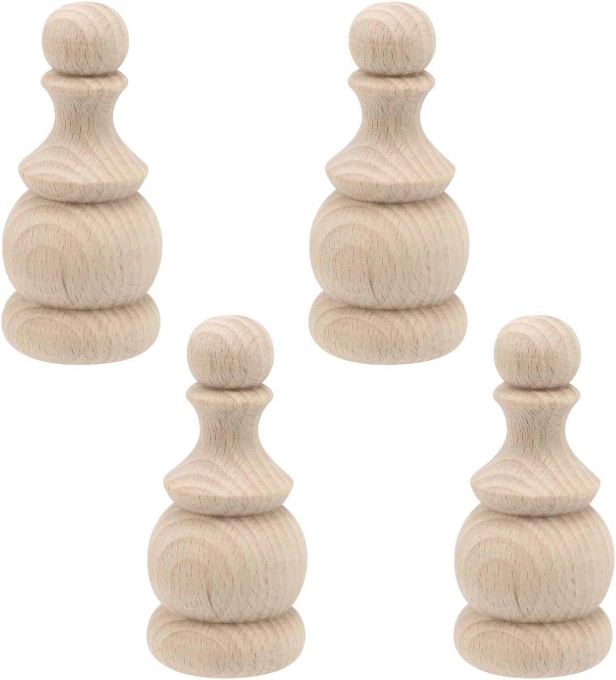 4 Pcs Wood Finials Unfinished Wood Craft Finials | Decorative Finials for Curtain Rod Wood Dowel Rod Finials for Cabinet Decor, 1.4x3.0 Inch