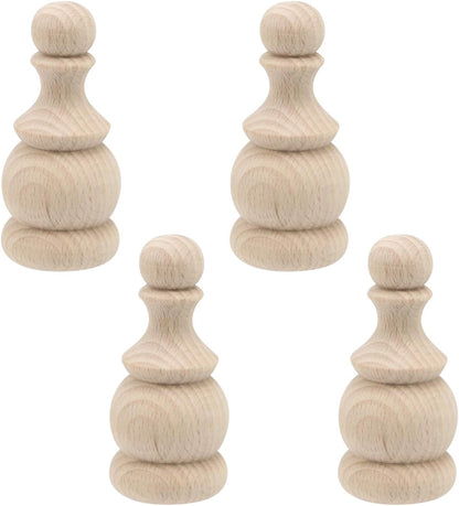 4 Pcs Wood Finials Unfinished Wood Craft Finials | Decorative Finials for Curtain Rod Wood Dowel Rod Finials for Cabinet Decor, 1.4x3.0 Inch