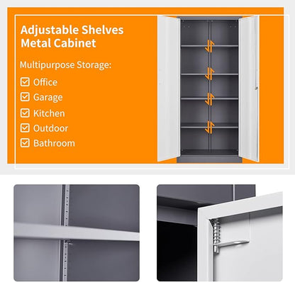 MIIIKO Metal Cabinet with Doors and Shelves, Tall Filing Cabinet - Image 7