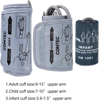 CONTEC Blood Pressure Monitor Upper Arm Cuff 3 Size Cuffs 300 Sets Memory - Image 3