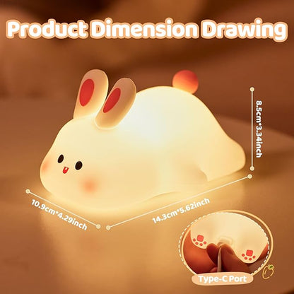Rytinazzz Big Face Rabbit Night Light, 3-Level Pat Control & Cute Squishy Lamp - Image 4