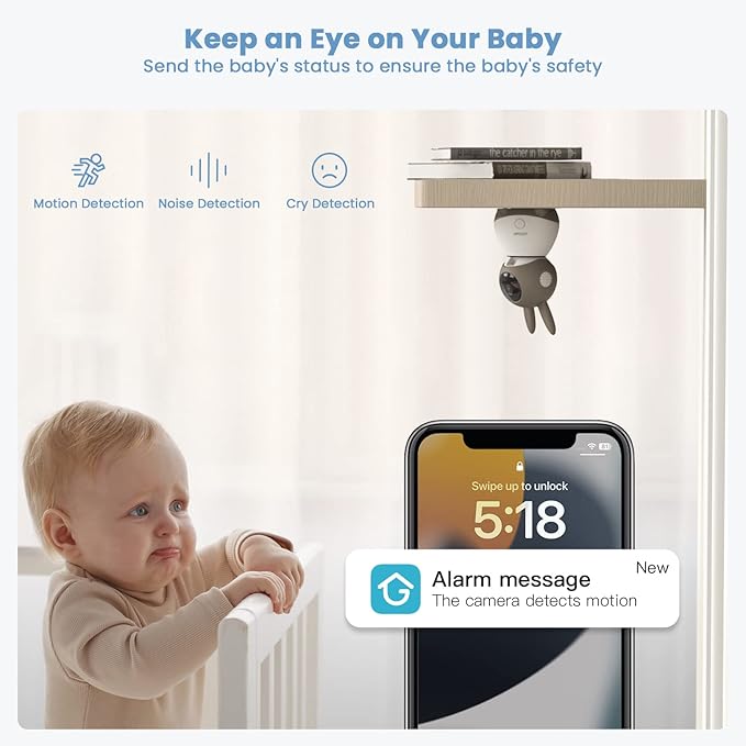 ieGeek 2K Split-Screen Baby Monitor, WiFi Smartphone Video Dual Camera - Image 4