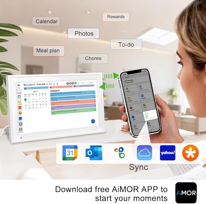 Smart Digital Calendar Family Planner Chore Chart HD Touchscreen Meal Planner & - Image 2
