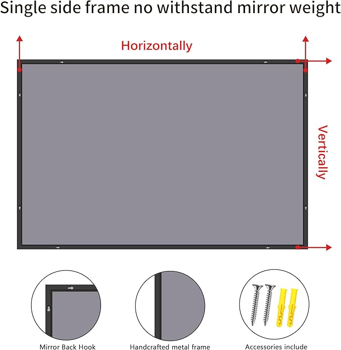 Black Bathroom Mirror for Wall, 36x40 Inch Rectangle Mirrors - Image 6