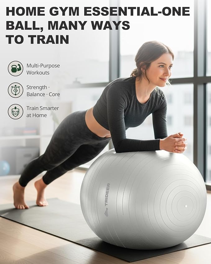 Trideer Exercise Ball for Yoga, Pilates & Fitness – Stability Ball Equipment - Image 3
