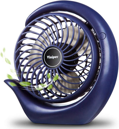 Viniper Portable Rechargeable Fan, Small Desk Fan : 3 Speeds & about 8-24 Hours by ViniperUSA