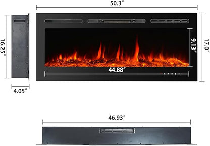 CharaVector Electric Fireplaces Recessed Wall Mounted Fireplace Insert 50 Inch - Image 4