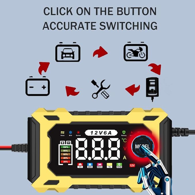 6-Amp 12V Smart Car Battery Charger, Battery Maintainer Trickle Charger - Image 4