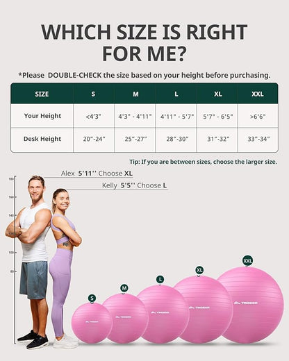 Trideer Exercise Ball for Yoga, Pilates & Fitness – Stability Ball Equipment - Image 7