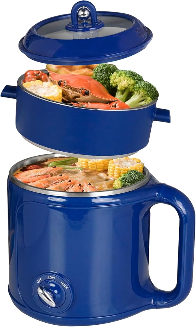 Hot Pot Electric With Steamer, Rapid Noodles Electric Pot, 2.0L Stainless Steel by Unknown