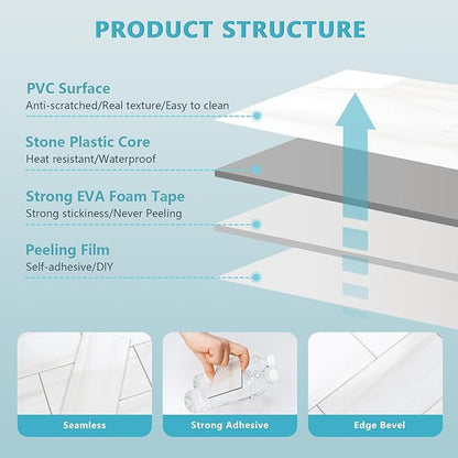 Vamos Tile 100-Piece Glossy Dolomite White Peel and Stick Backsplash Tile - Image 9