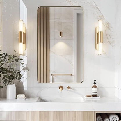 ANDY STAR 24x40 Inch Gold Bathroom Mirror, Stainless Steel Metal Frame - Image 2