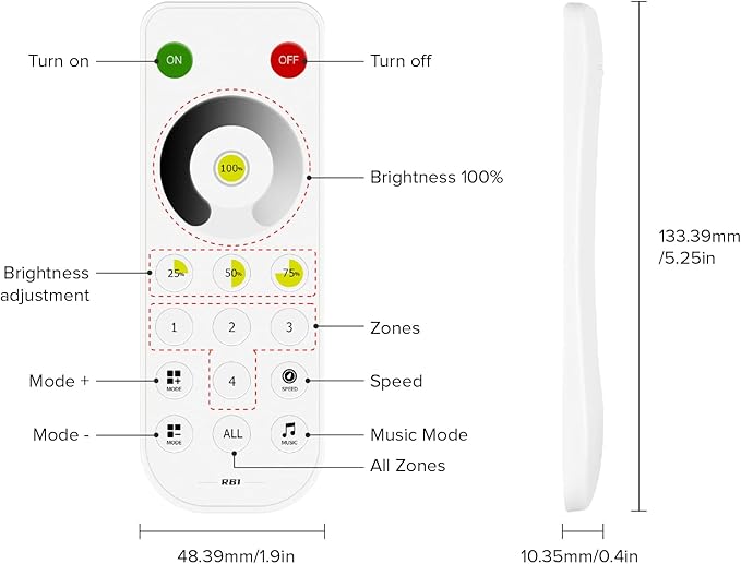 BTF-LIGHTING SP630E Bluetooth Controllers 4 Zones 2.4GHz Dimming RF RB1 Remote - Image 8