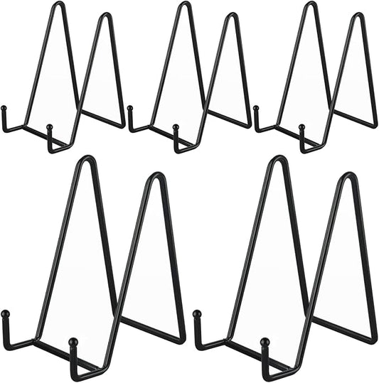 IBosins 5 Pack 6 Inch Plate Holder Display Stands, Metal Black Frame Stand by IBosins