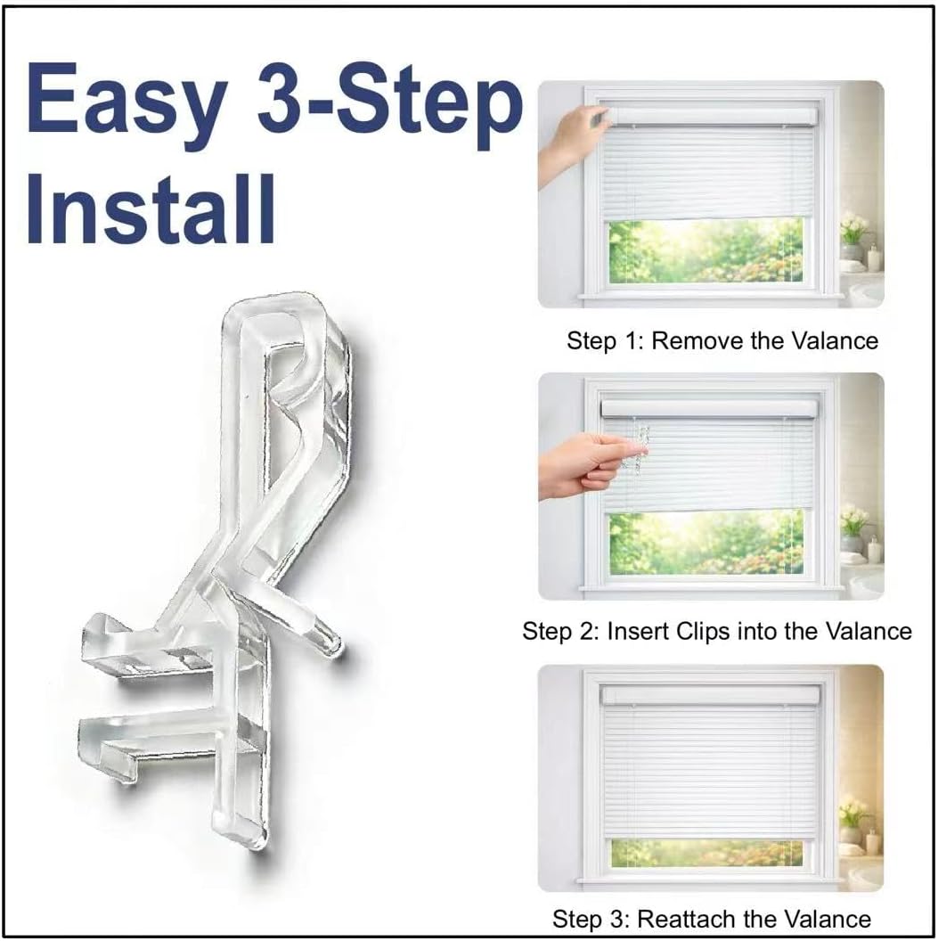20 PCS Hidden Channel Valance Clips, 1-7/8 Inch Blind Clips for Valance with a Groove in The Back