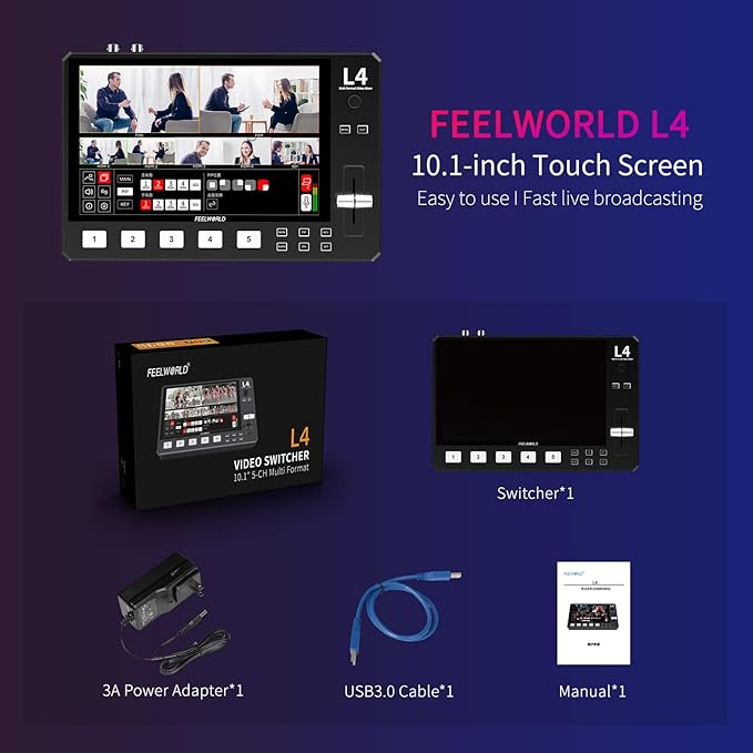 FEELWORLD L4 10.1 Inch Touch Screen Video Switcher 10.1 inch Touchscreen - Image 8