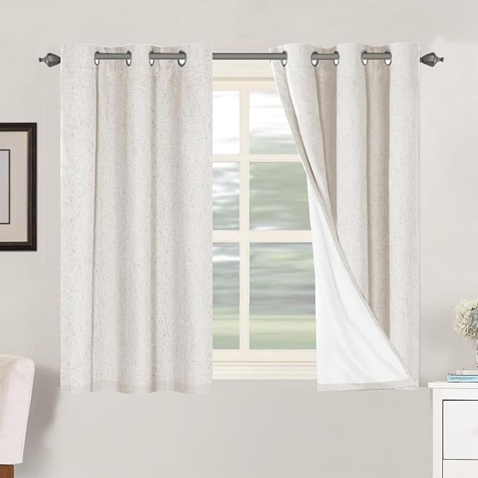 H.VERSAILTEX Primitive Linen Curtains 100% Blackout Curtain Drapes Burlap by HVERSAILTEX