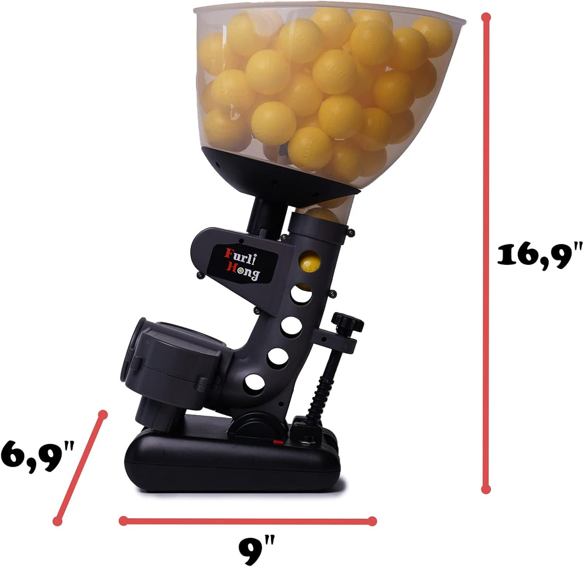 furlihong 692bh baseball pitching machine, includes 60 pcs showing dimensions