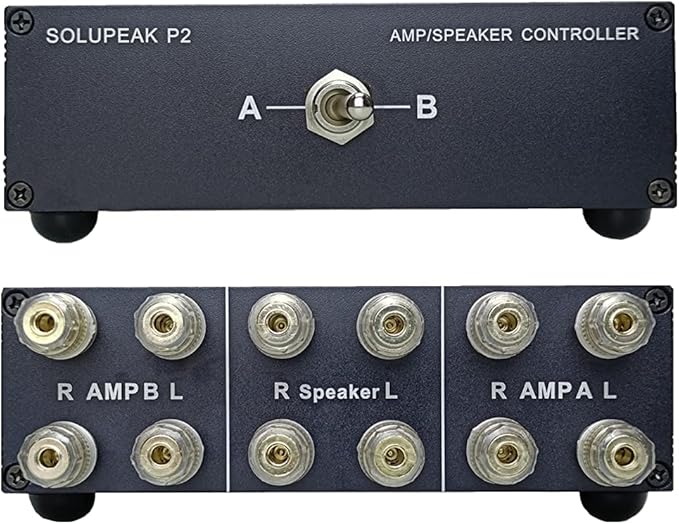 SOLUPEAK P2 2-IN-1-OUT Amp Amplifier Speaker Switcher Selector Switch Splitter by SOLUPEAK