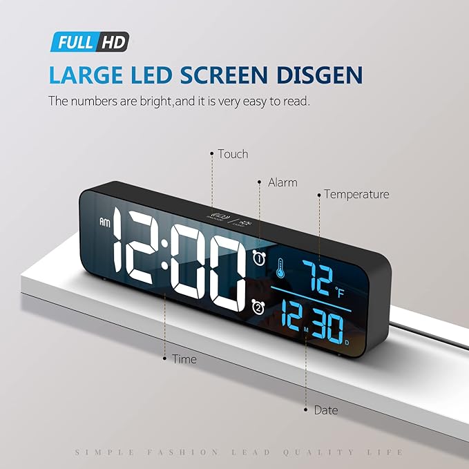 Hournor Digital Clock for Bedroom, Digital Wall Clock for Living Room Decor - Image 2