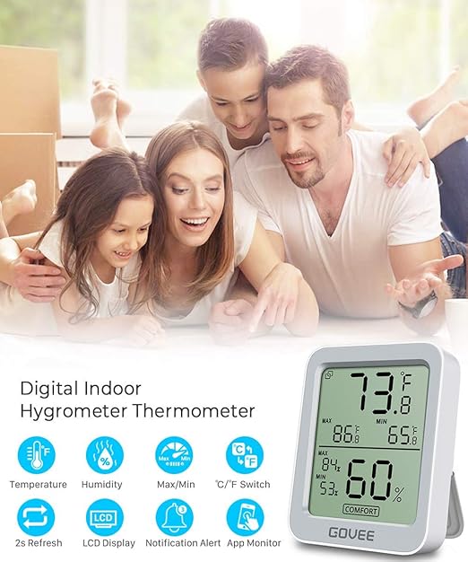Govee Bluetooth Digital Hygrometer Indoor Thermometer, Room Humidity and - Image 2