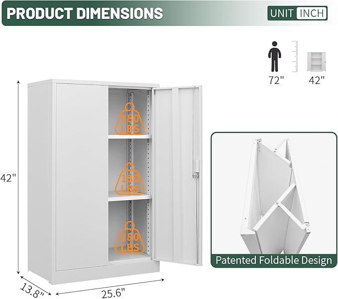 42" Folding Metal Storage Cabinet - Image 2