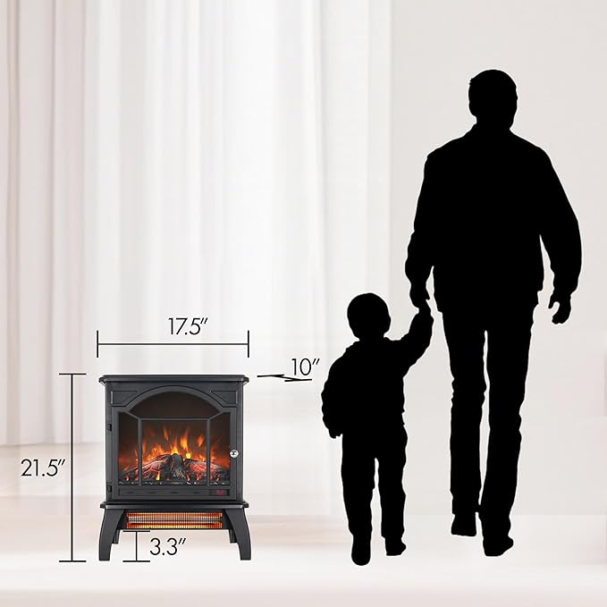 18" Electric Fireplace Stove, Freestanding Fireplaces Heater - Image 8