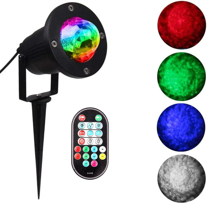 KOOT Water Wave Lights Projector Outdoor Waterproof LED Ripple Garden Lights RGBW 10 Colors Water Effect or Flame Fire Effect with Remote for Patio Christmas Halloween Wedding Swimming Pool Display