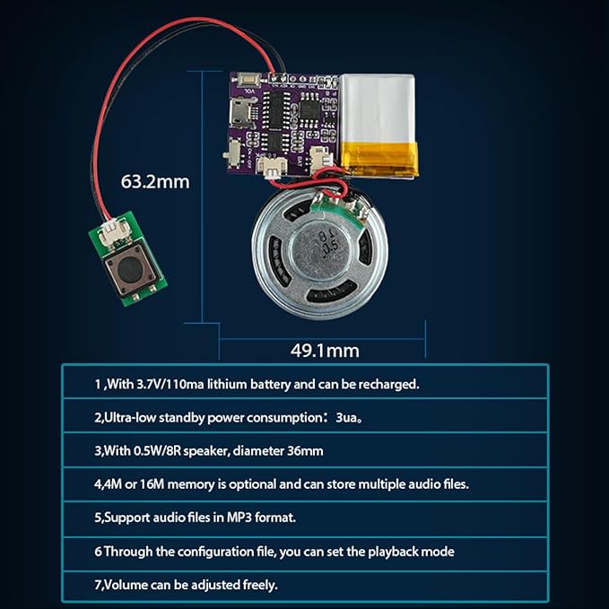 Voice Module, MP3 Music Sound Chips, 16MB Sound Module - Image 2